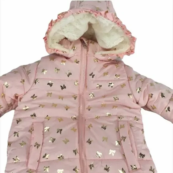 Jessica Simpson Ribbon Snowsuit Pink Gold 6-9 Months